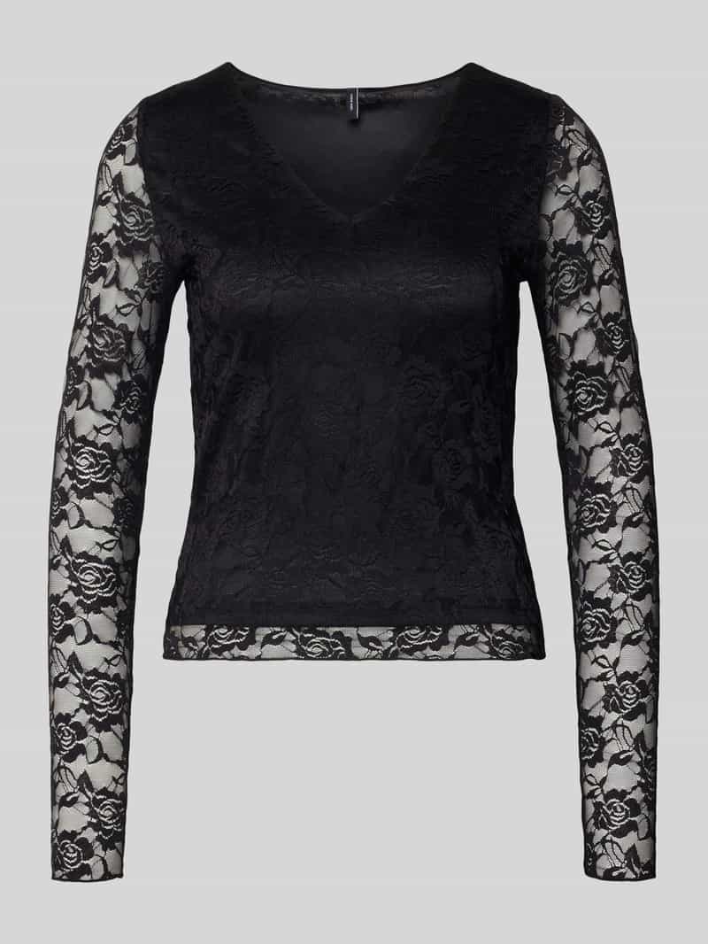 Vero Moda Slim fit shirt met lange mouwen in kantlook model 'IBEN'