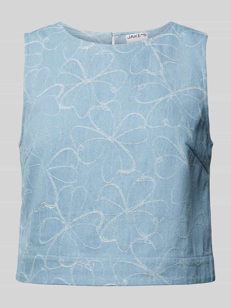 Jake*s Casual Korte top met bloemenstitchings