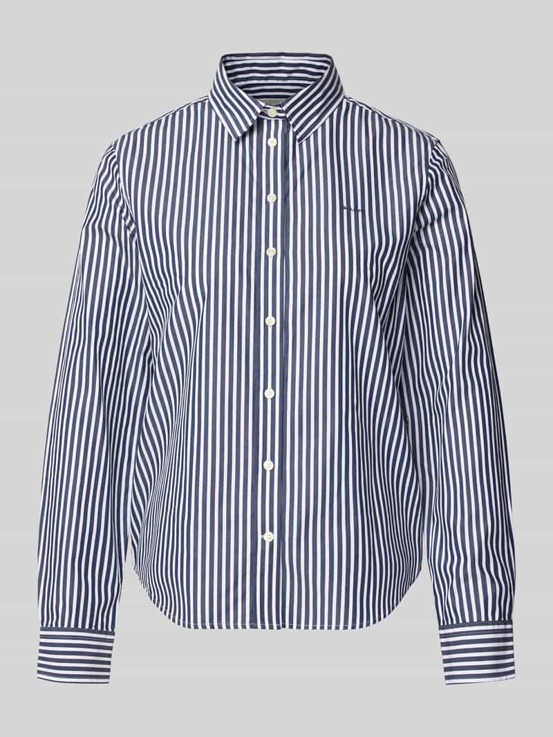 Regular fit blouse met streepmotief en Labelstitching