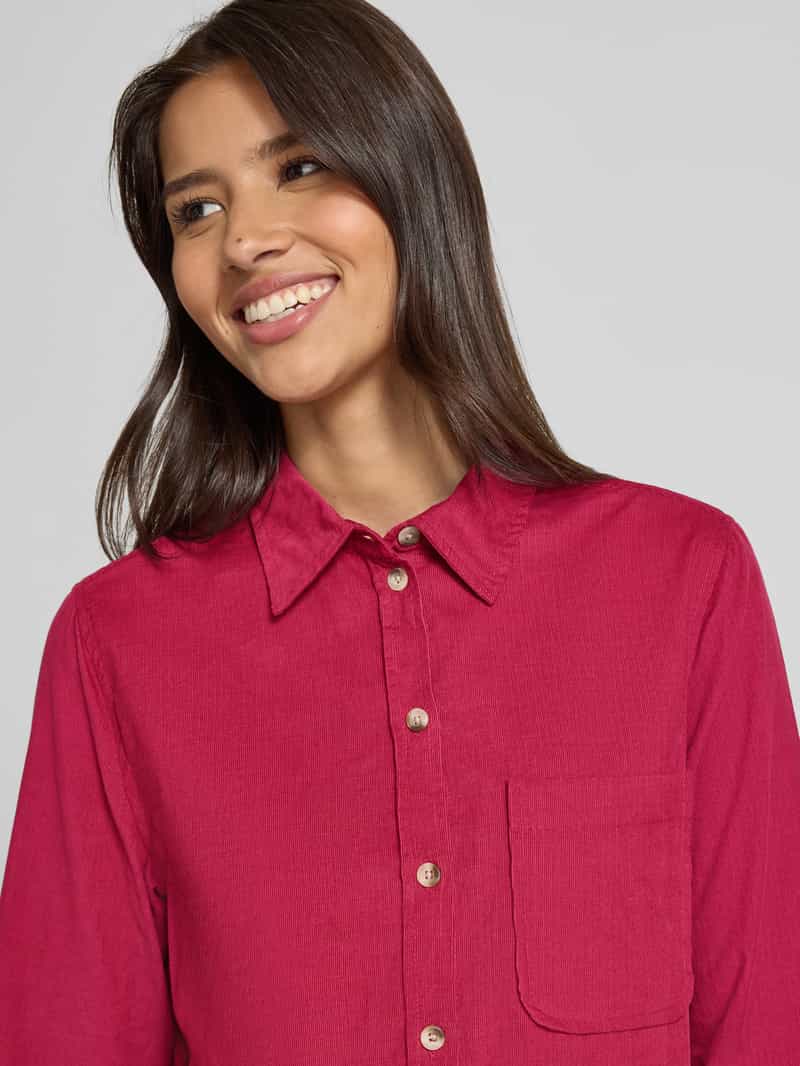 Christian Berg Woman Relaxed fit overhemdblouse in ribcordlook met borstzak
