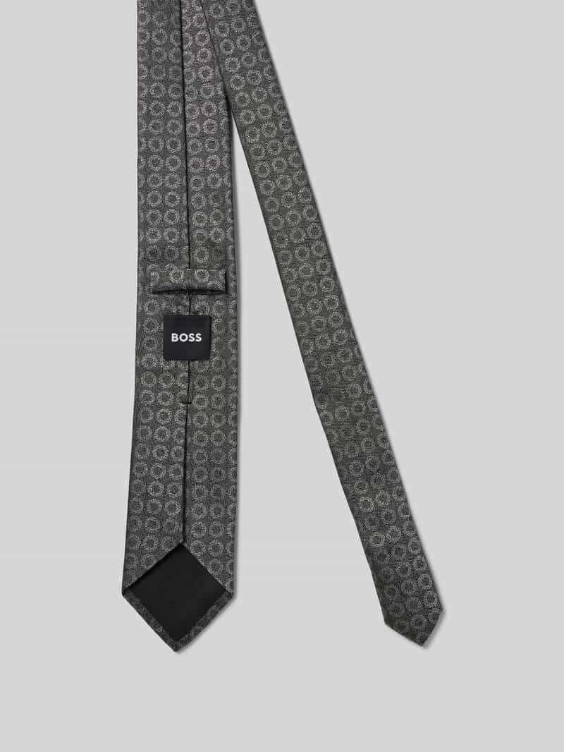 Boss Zijden stropdas met labeldetail (7 5 cm)