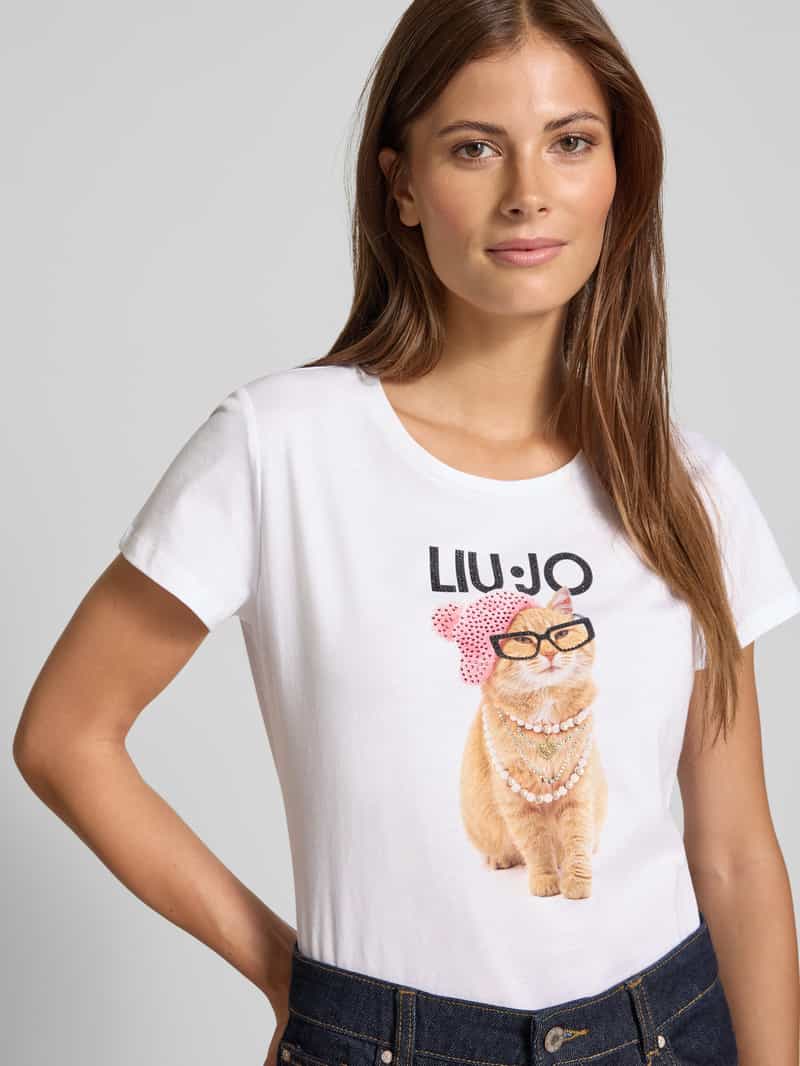 Liu Jo White T-shirt met labeldetail