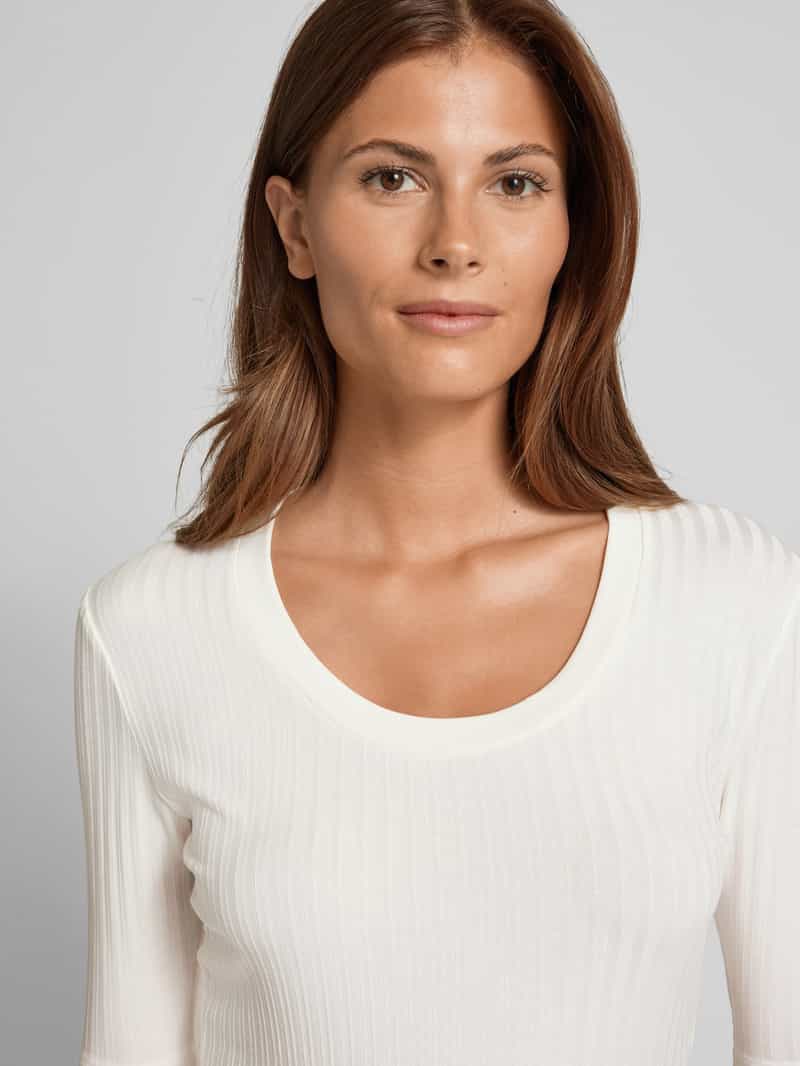 Boss T-shirt met geribde boothals