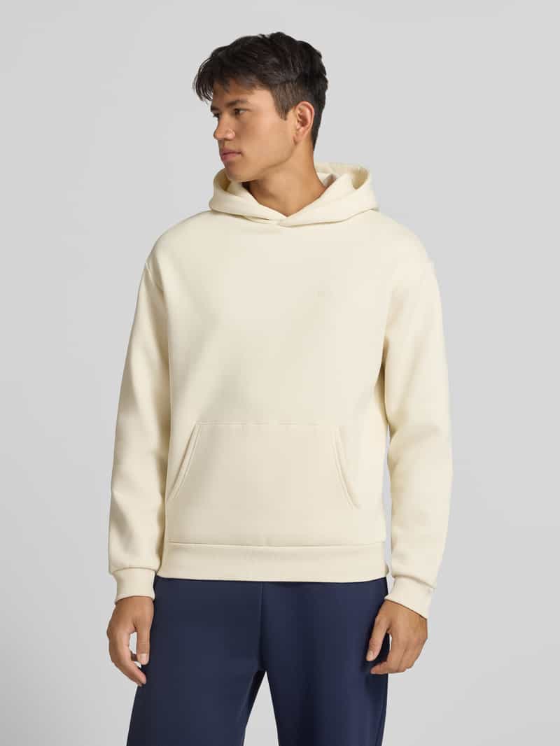 REVIEW Regular fit hoodie van katoenmix met labeldetail