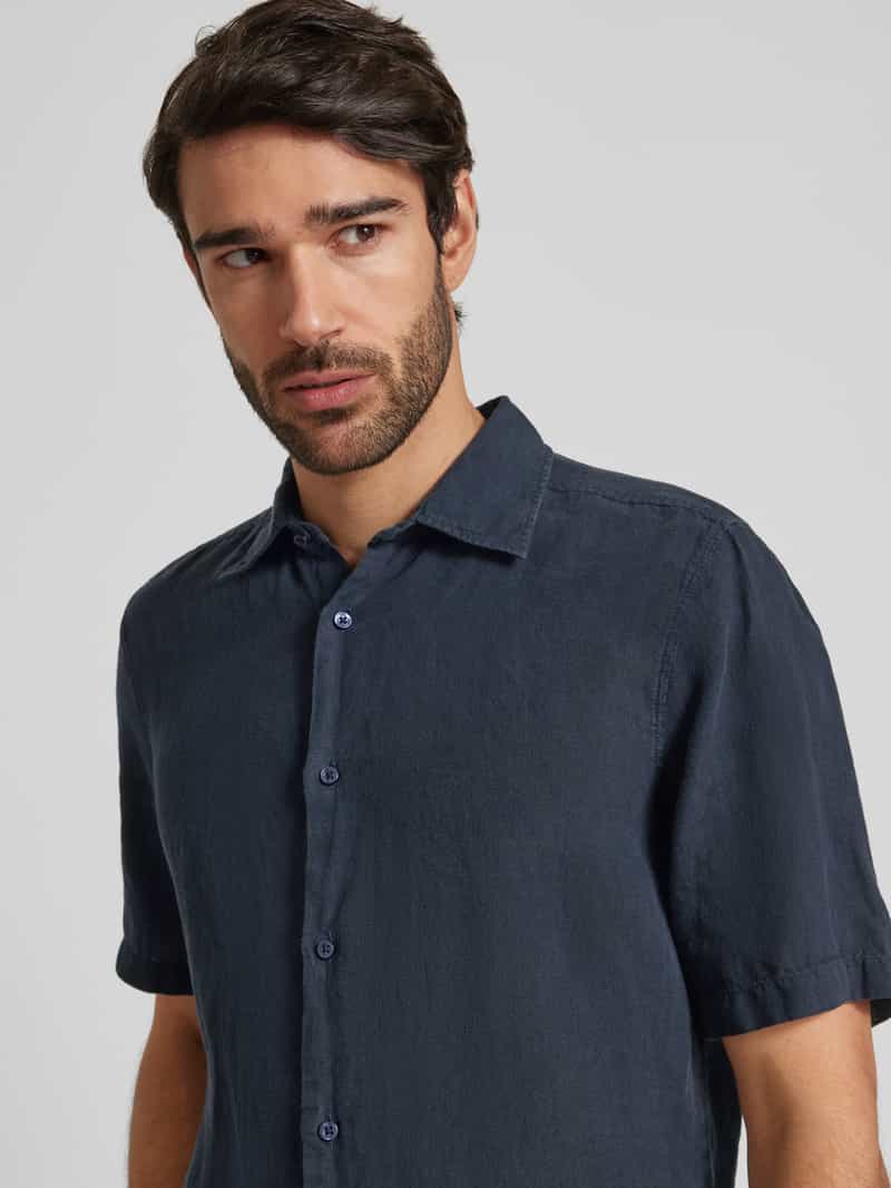 Boss Orange Regular fit linnen overhemd met 1 2-mouwen model 'Rash'