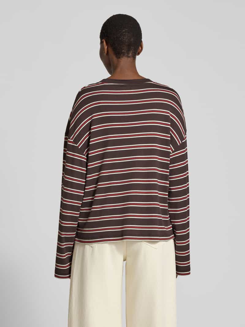 closed relaxed fit shirt met lange mouwen van katoenmix met streepmotief