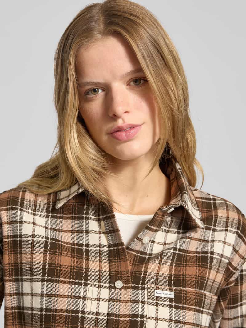 Guess Jeans Regular fit overhemdblouse met logopatch model 'Boxy'