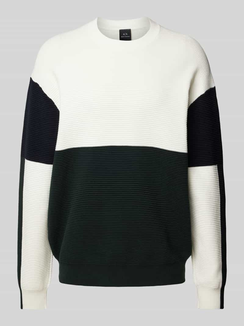 Armani Exchange Oversized gebreide pullover met geribde opstaande kraag