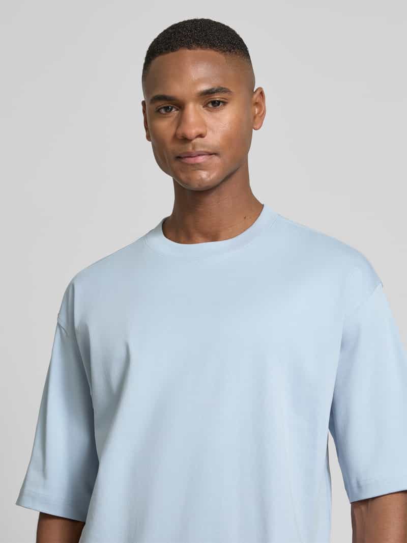 JAKE*S STUDIO MEN T-shirt van biologisch katoen met geribde ronde hals