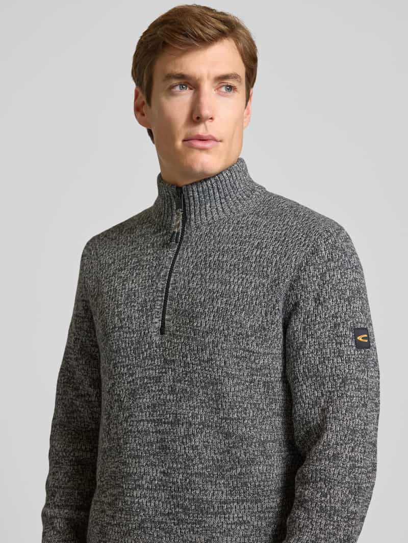 camel active Slim fit schipperstrui met ritssluiting model 'Mouline'