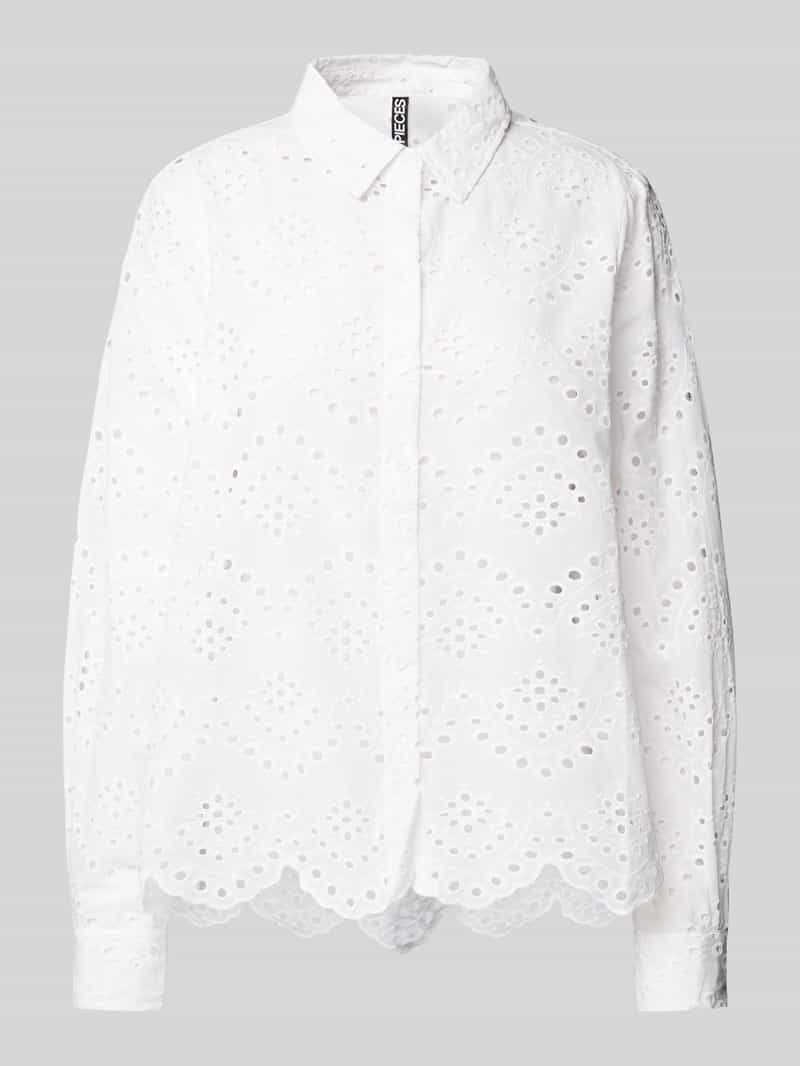 Pieces Regular fit blouse met lange mouwen van puur katoen model 'VILDE'