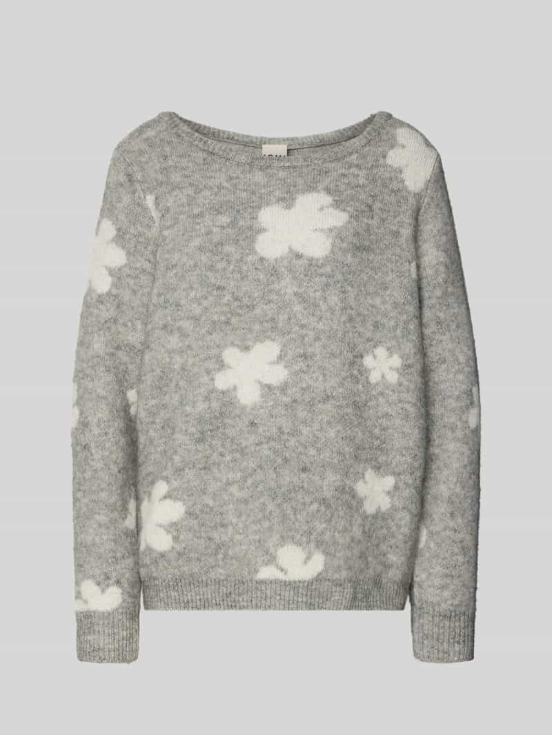 Ichi Gebreide pullover met all-over bloemenprint model 'Kamara'