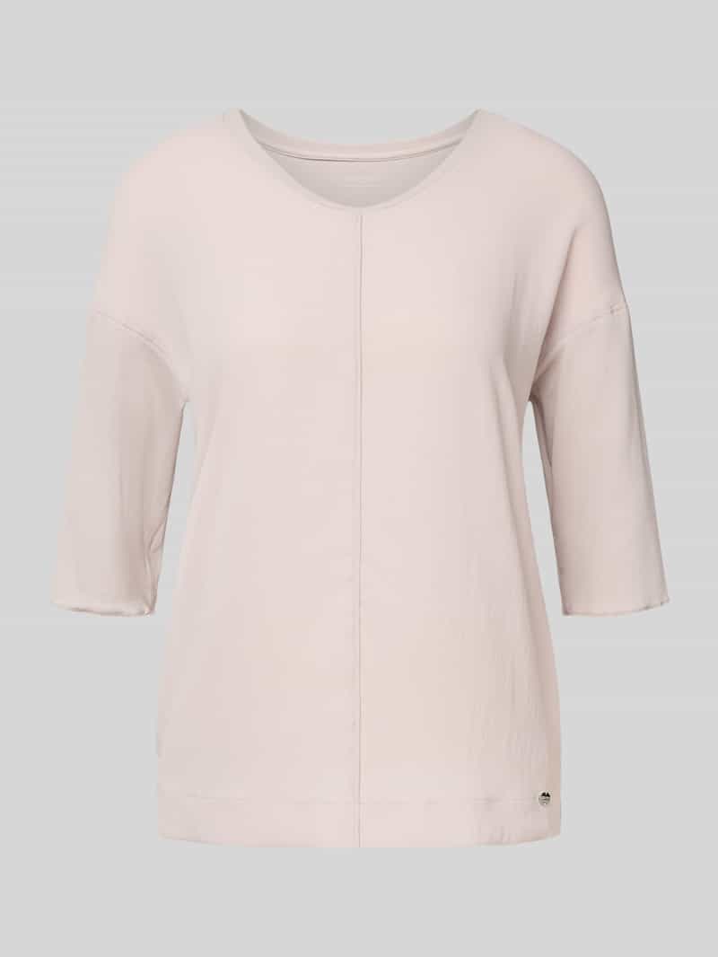 Marc Cain Relaxed fit T-shirt van een mix van katoen en elastaan met siernaad