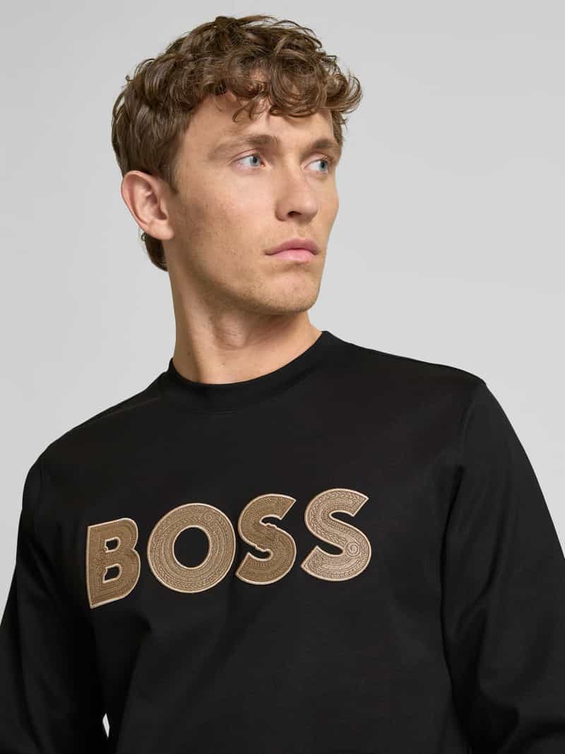 Boss Sweatshirt met labelstitching model 'Sharpe'