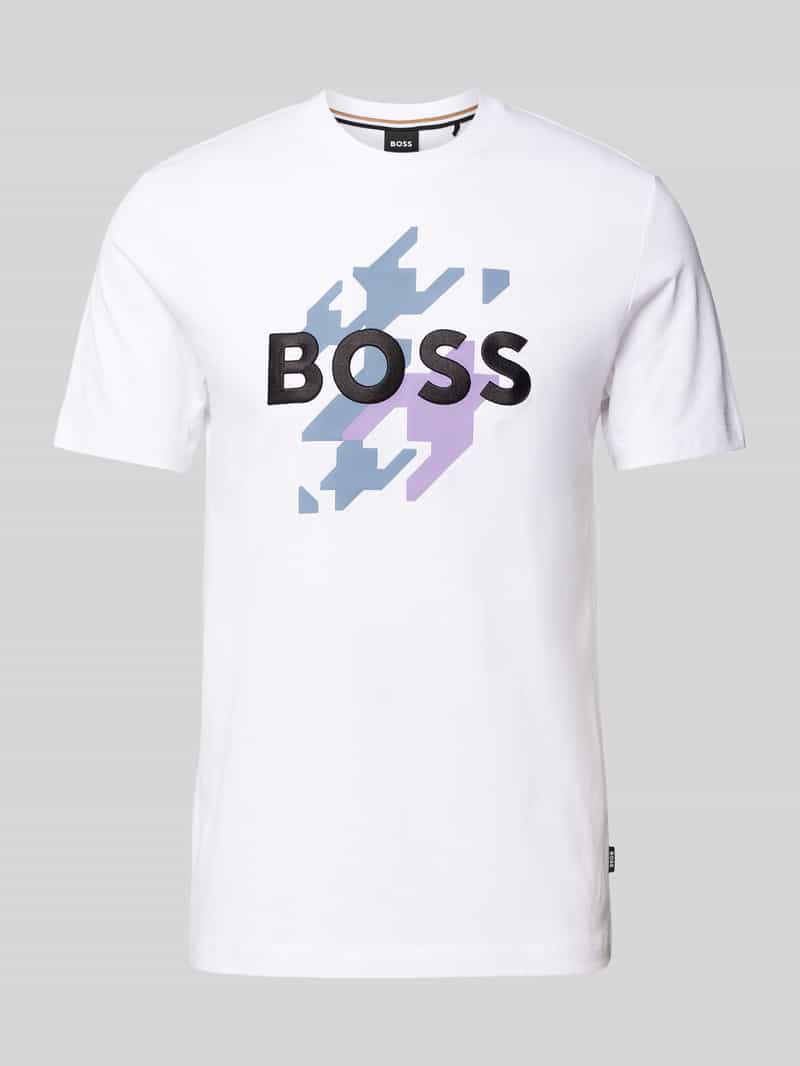 Boss T-shirt met labelprint, model 'Thompson'