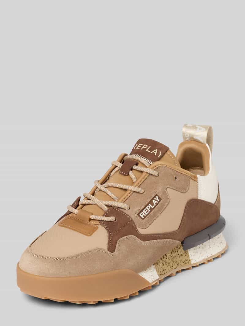 sneakers van leermix model 'Field'
