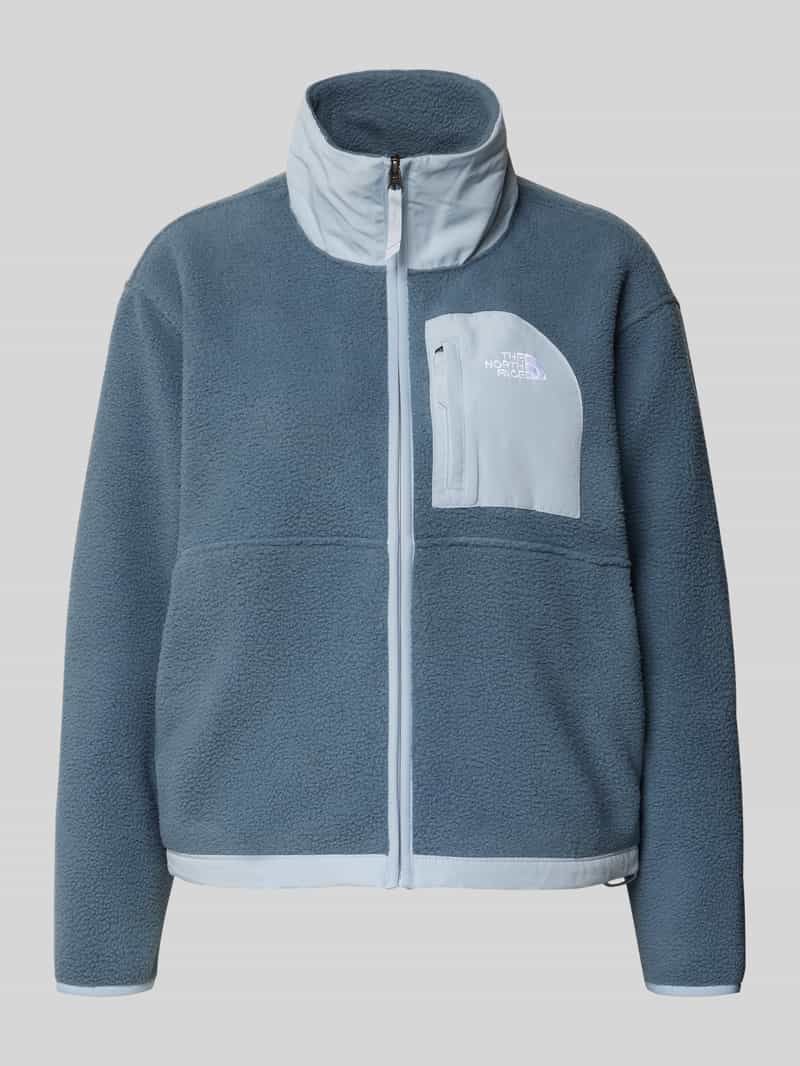 Fleecejack met opstaande kraag en labelstitching