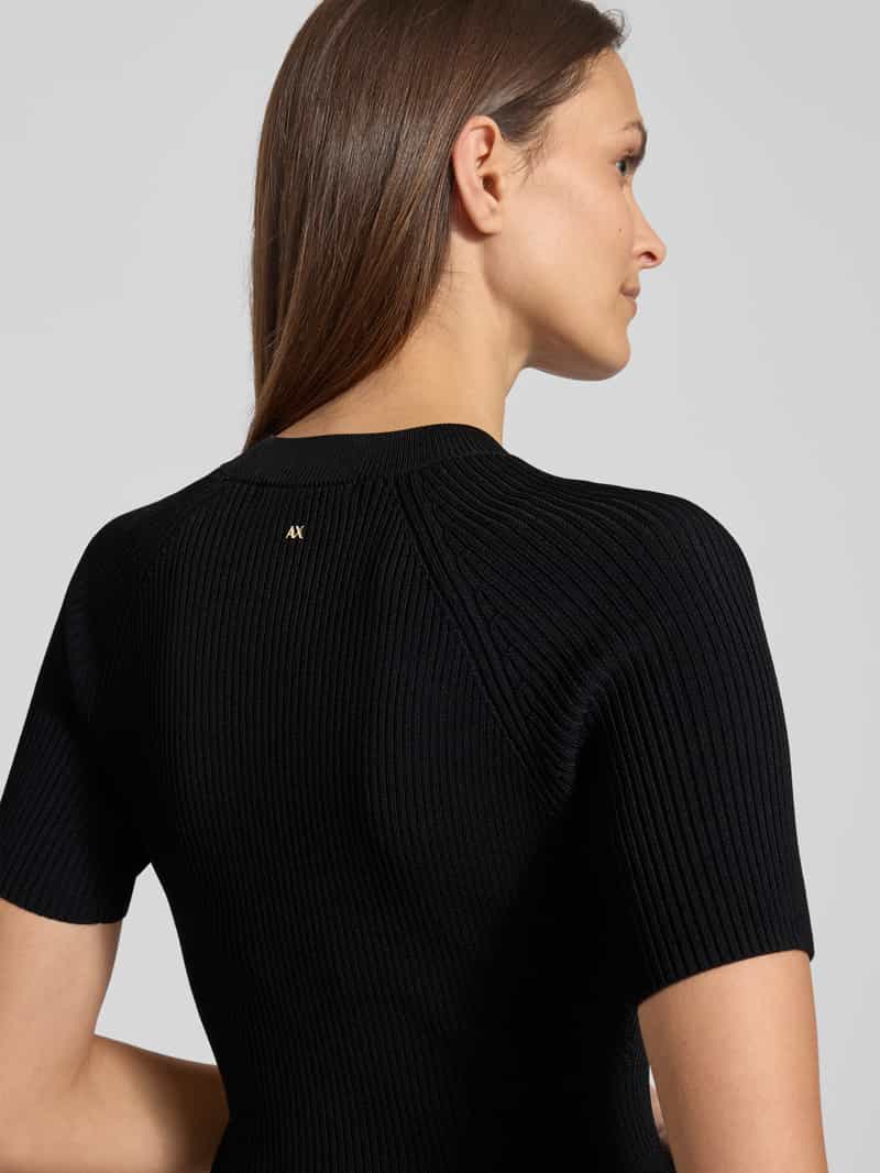 Armani Exchange Knielange gebreide jurk in riblook met 1 2-mouwen