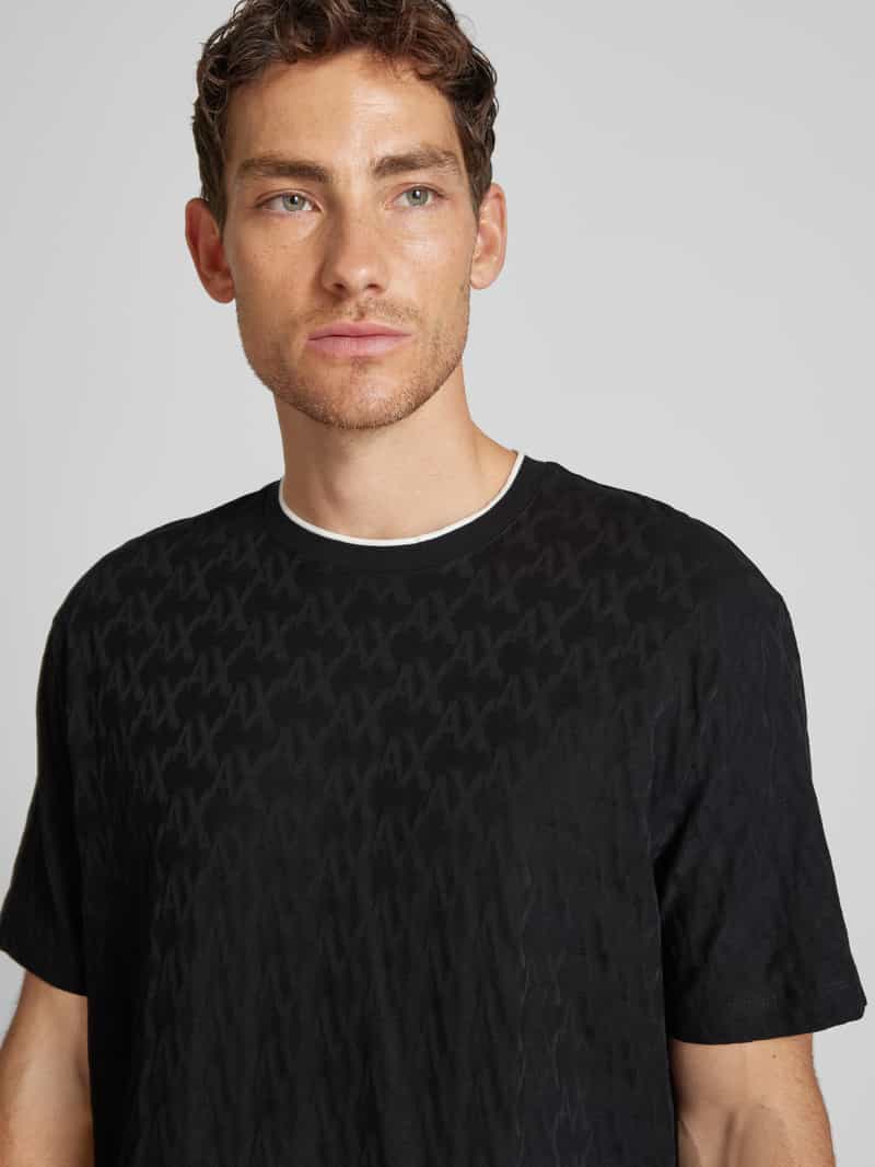 Armani Exchange T-shirt met geribde ronde hals model 'Jaquard'