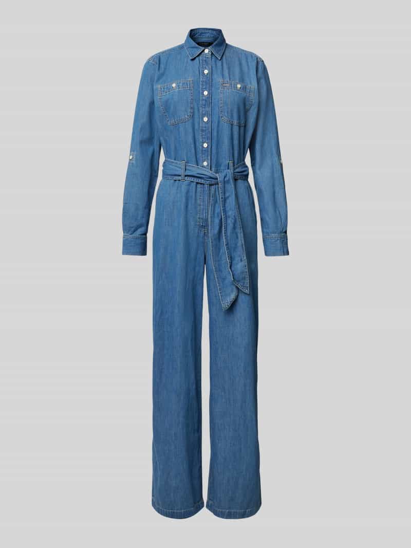 Lauren Ralph Lauren Jumpsuit in denimlook met strikceintuur model 'CRISELDA'