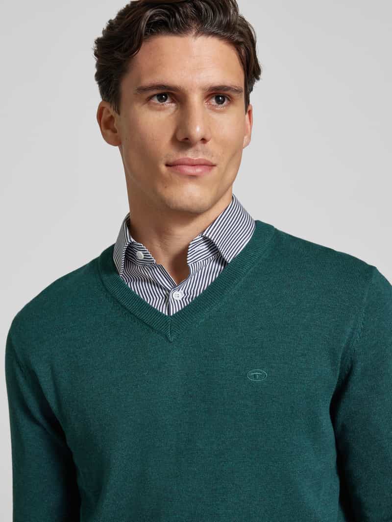 Tom Tailor Gebreide pullover met labelstitching model 'BASIC'