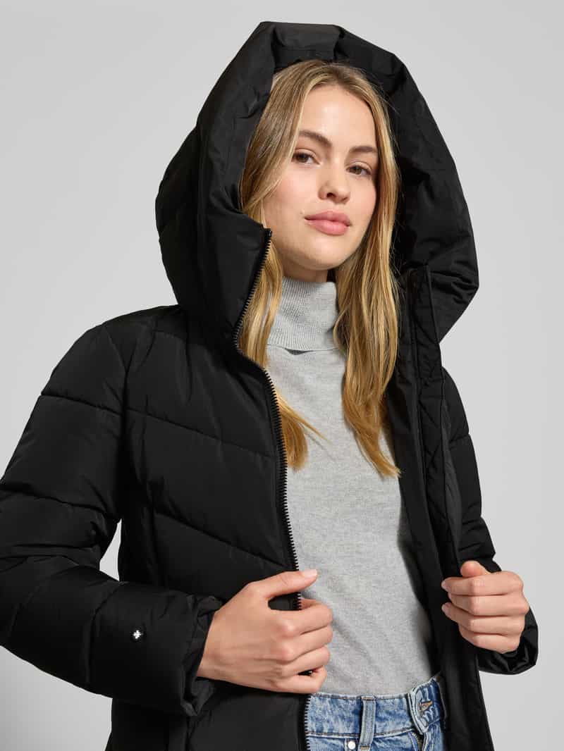 khujo Regular fit gewatteerde lange jas met logoprint model 'Darka'