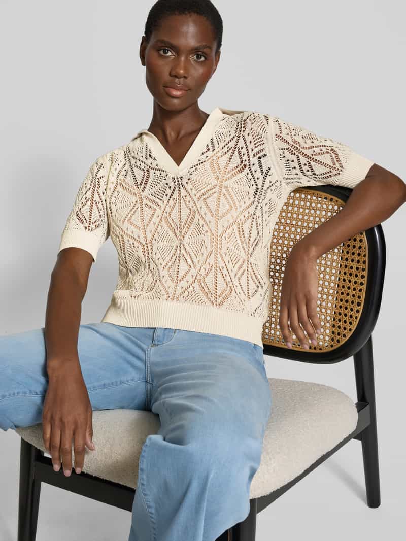 Liu Jo White Poloshirt met broderie anglaise