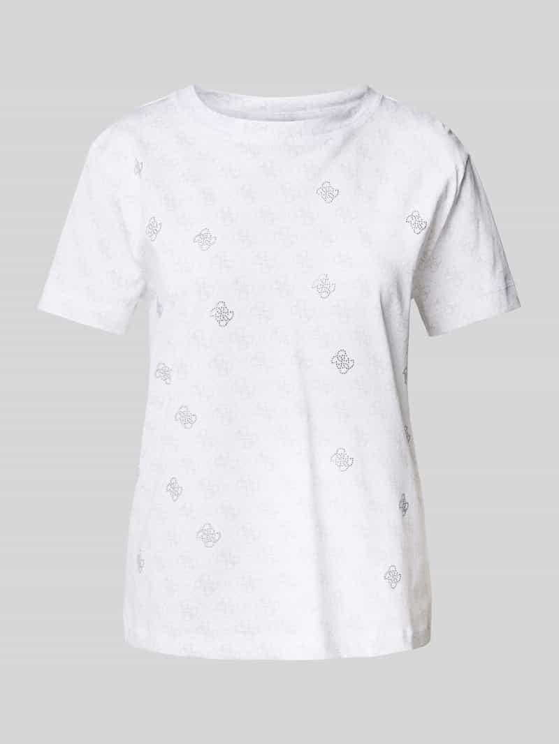 Guess Activewear T-shirt met geribde ronde hals model 'CHRYSANTA'