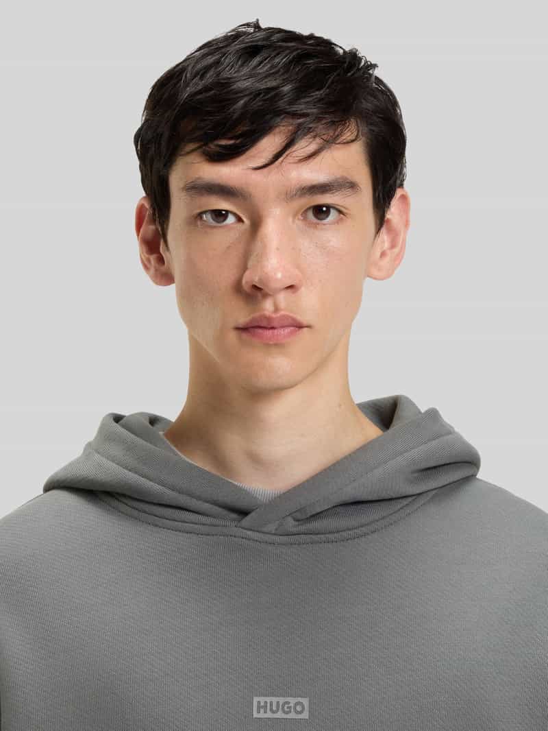 Hugo Blue Loose fit hoodie van puur katoen model 'NAZARDO'