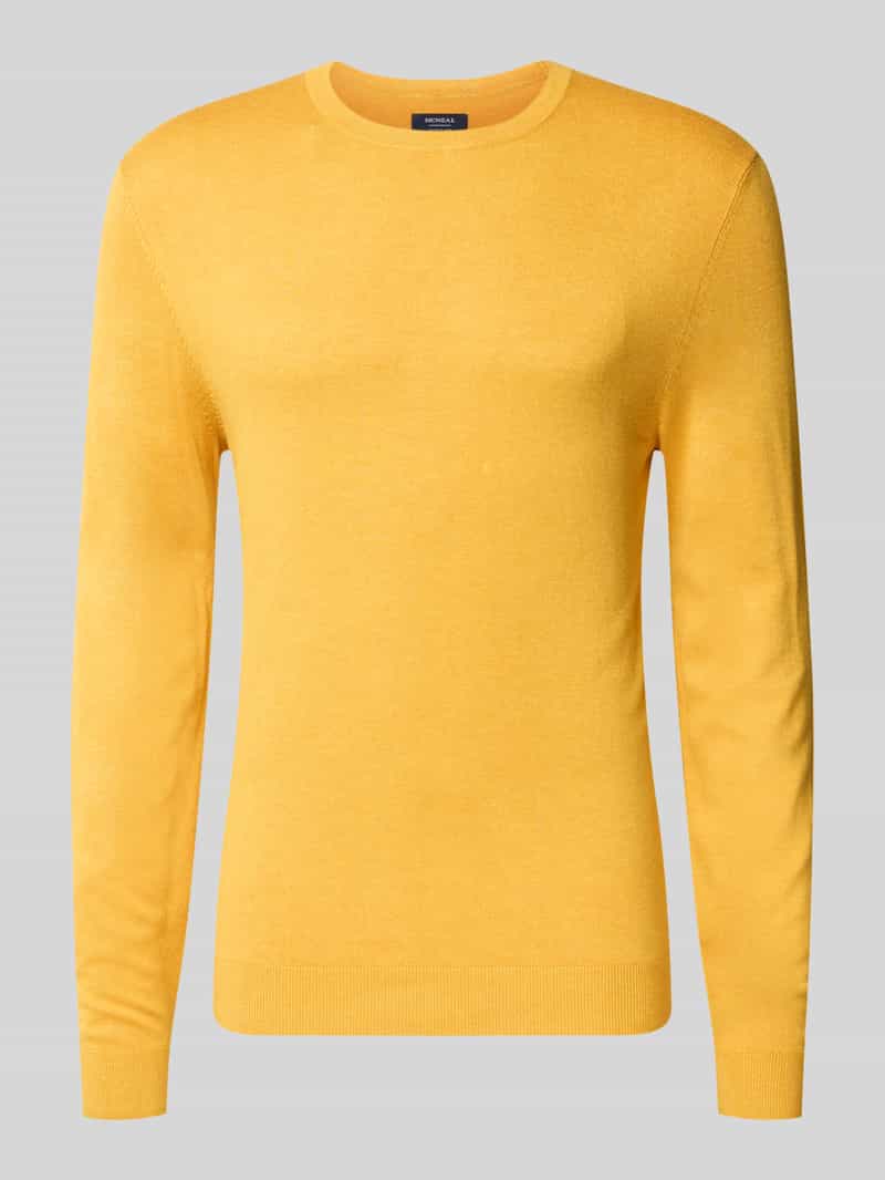 Gebreide pullover met geribde ronde hals