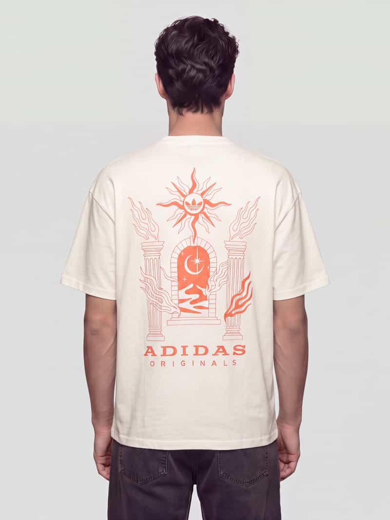 adidas Originals T-shirt van linnen met print aan de achterkant