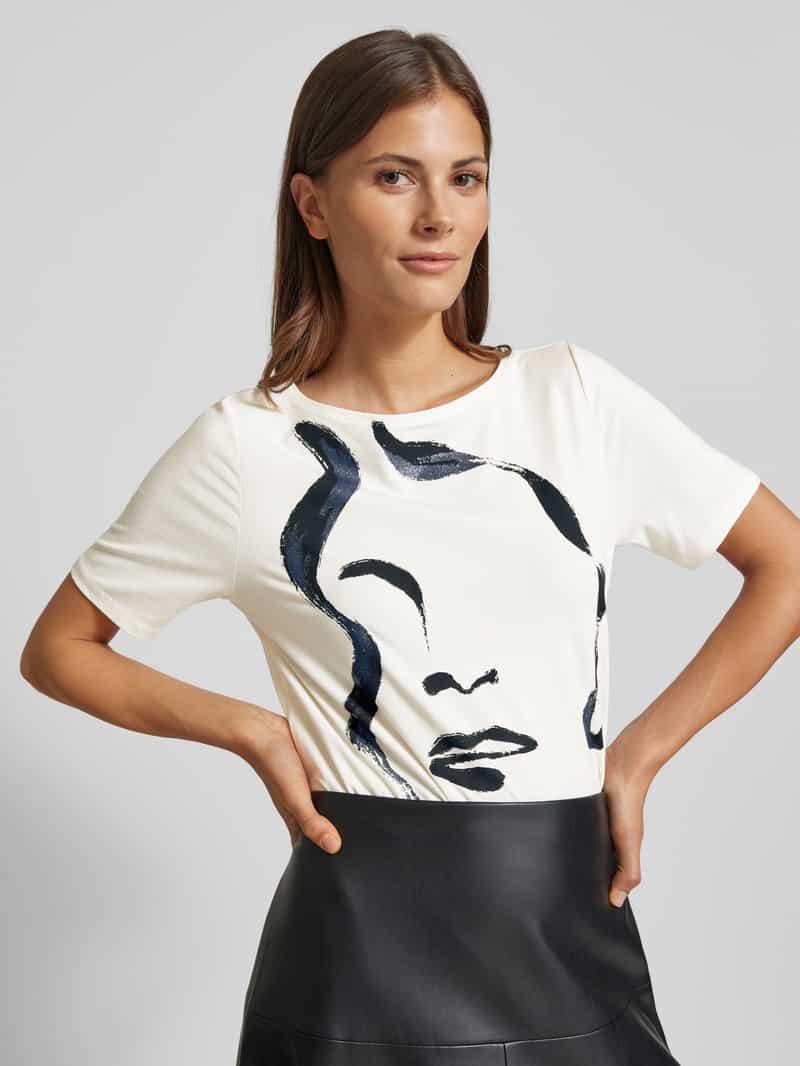s.Oliver BLACK LABEL Regular fit T-shirt van katoenmix met glitterdetails