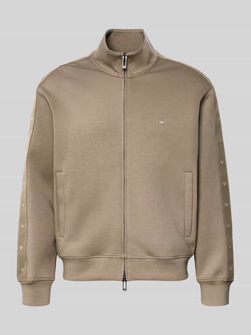 Emporio Armani Herren Sweatjacke Mit Stehkragen Und Zweiwege-Reißverschluss In Taupe Größe Klein