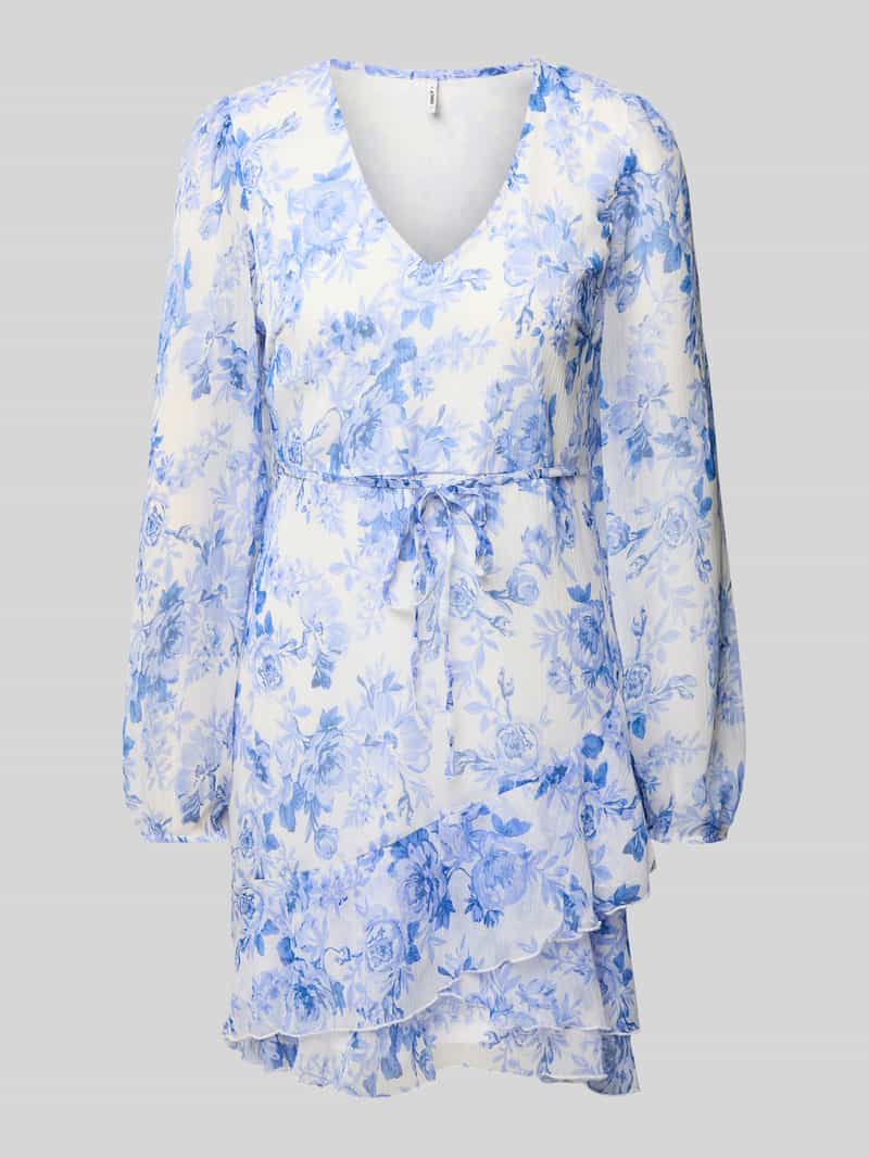 Only Getailleerde chiffon jurk met all-over motief model 'MIRIAM'