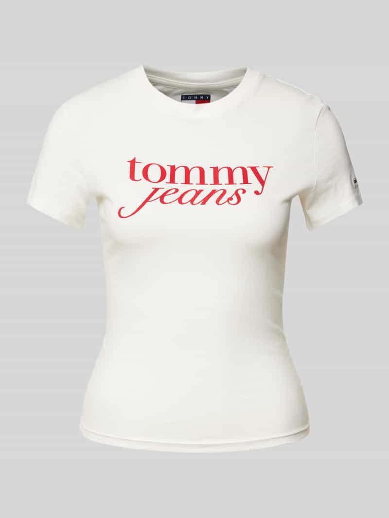 Tommy Jeans Slim fit T-shirt van puur katoen met logoprint