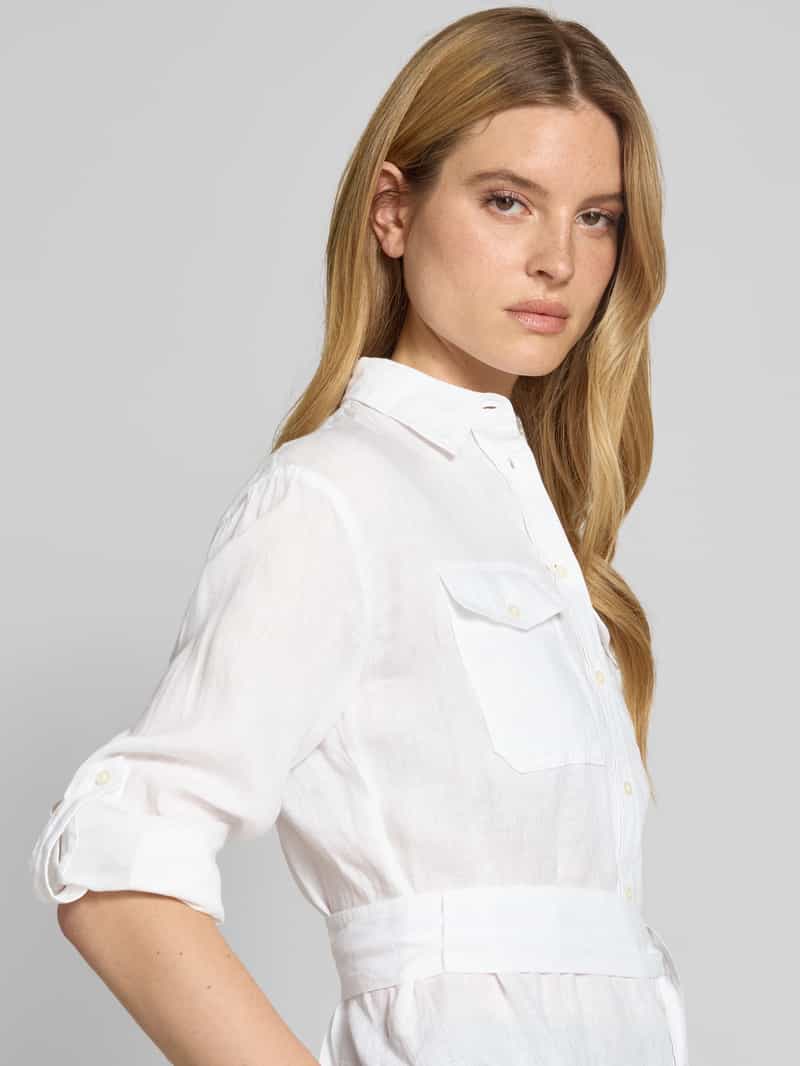 Lauren Ralph Lauren Regular fit linnen blouse met lange mouwen en strikceintuur model 'CHADWICK'
