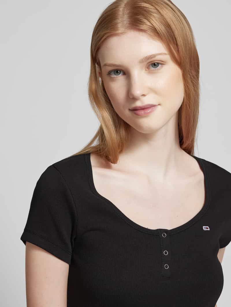 Tommy Jeans Slim fit T-shirt met ronde hals model 'HENLEY'