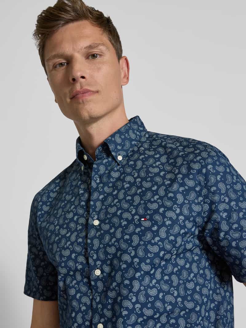 Tommy Hilfiger Regular fit vrijetijdsoverhemd van een mix van katoen en linnen