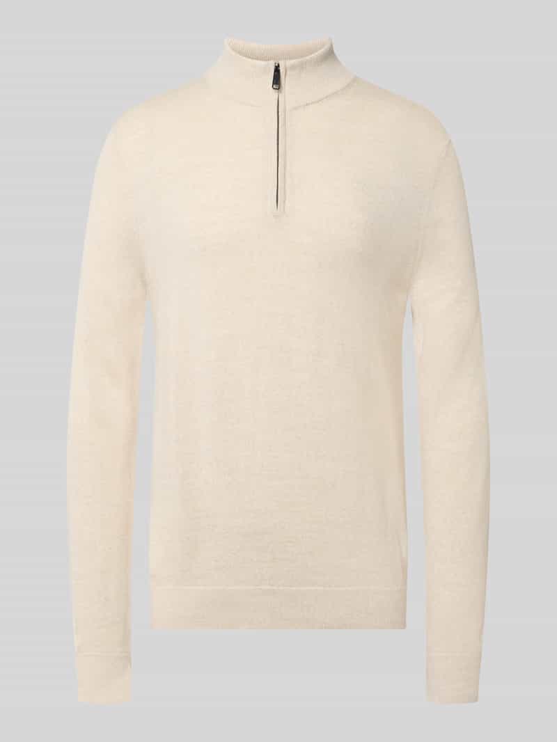 Christian Berg Men Slim Fit gebreide pullover van wolmix met schipperskraag