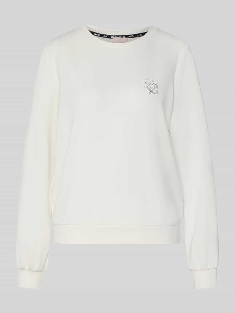 Liu Jo Sport Damen Offwhite Sweatshirt Aus Modal-Mix Mit Rundhalsausschnitt In Größe Klein