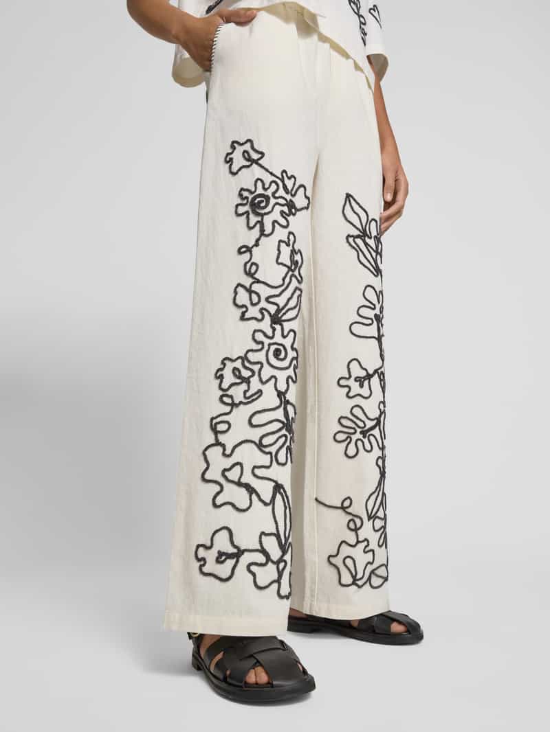 Jake*s Casual Broek met wijde pijpen en elastische band