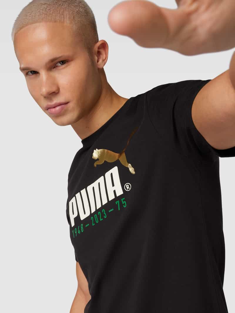 PUMA PERFORMANCE T-shirt met label- en logoprint model 'No. 1'