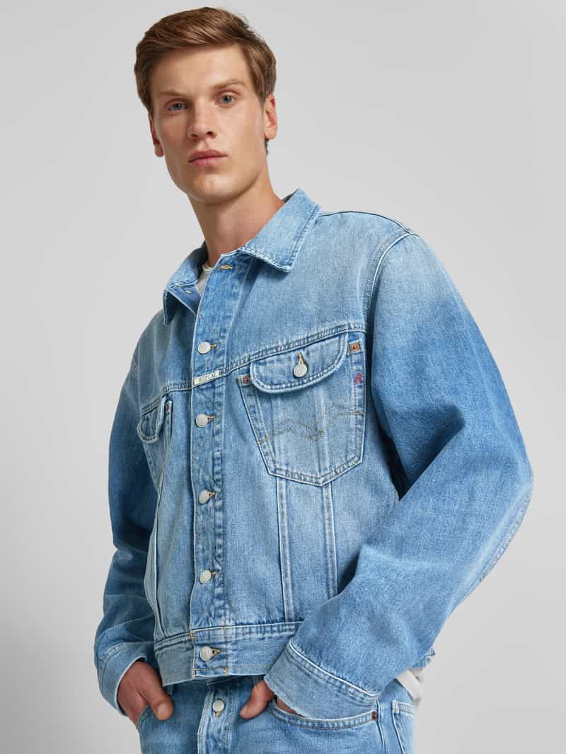 Replay Regular fit jeansjack met deelnaden
