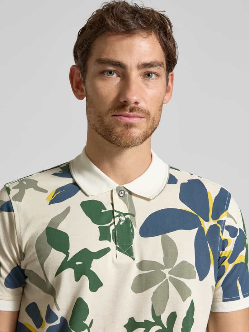 Lerros Regular fit poloshirt met geribde mouwboordjes