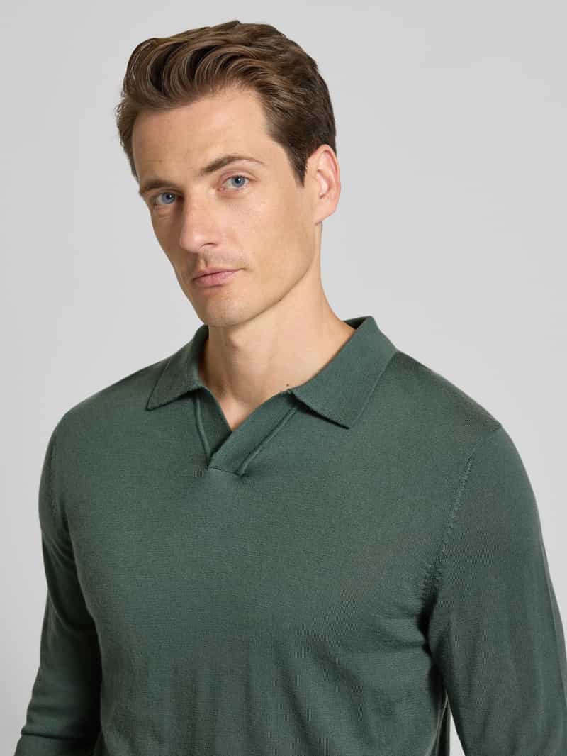 Selected Homme Regular fit poloshirt van zuivere wol model 'TRAY'