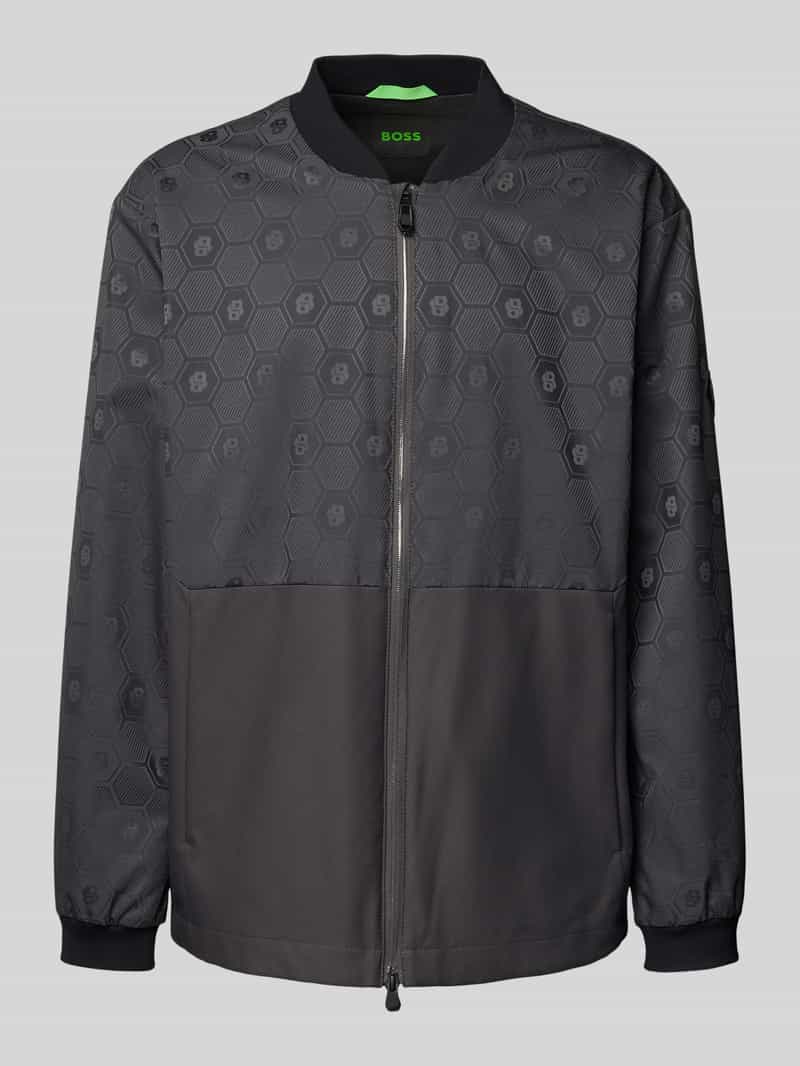 BOSS Green Regular fit lange bomberjack met tweewegritssluiting