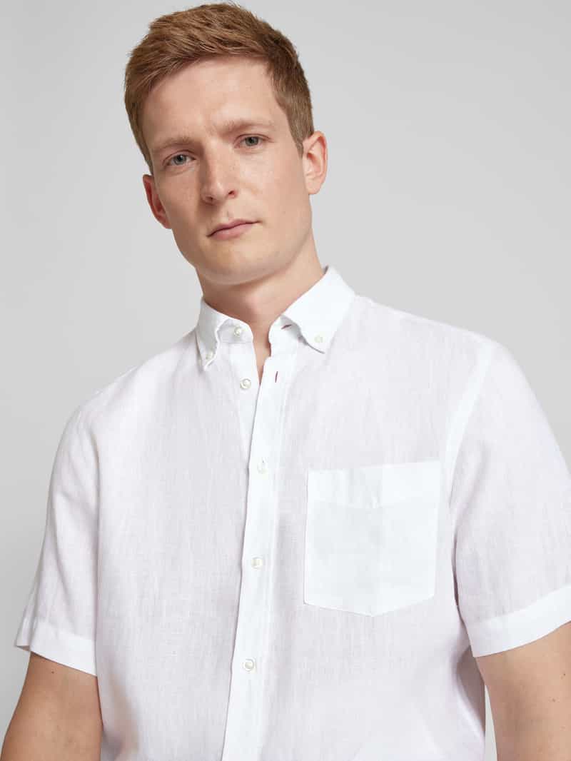 Christian Berg Men Regular fit linnen overhemd met button-downkraag