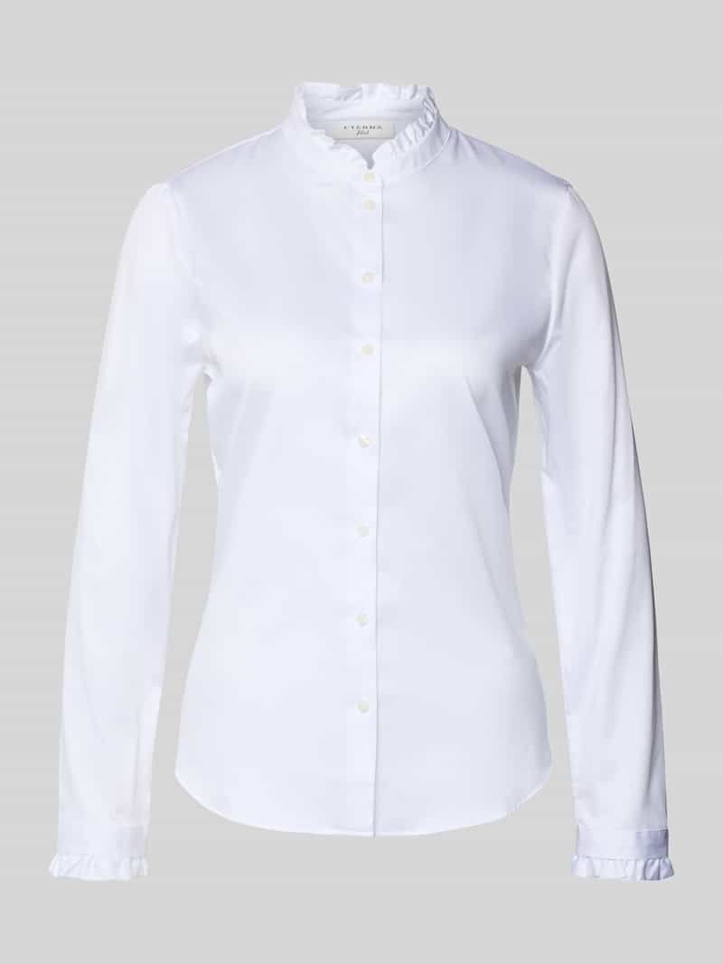 Eterna Slim fit overhemdblouse met opstaande kraag en ruches
