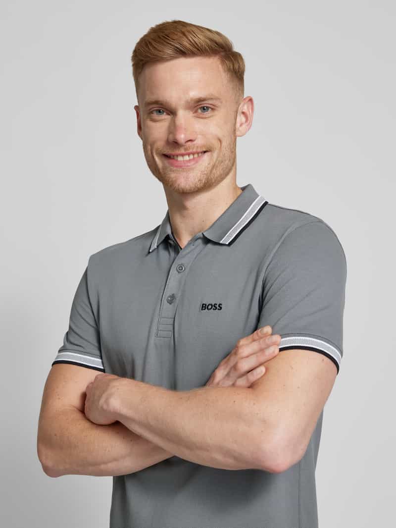 BOSS Green Regular fit poloshirt met labelstitching model 'PADDY'