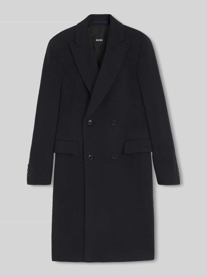 Boss Slim Fit lange jas van alpacamix model 'Hyde-DB-Peak'